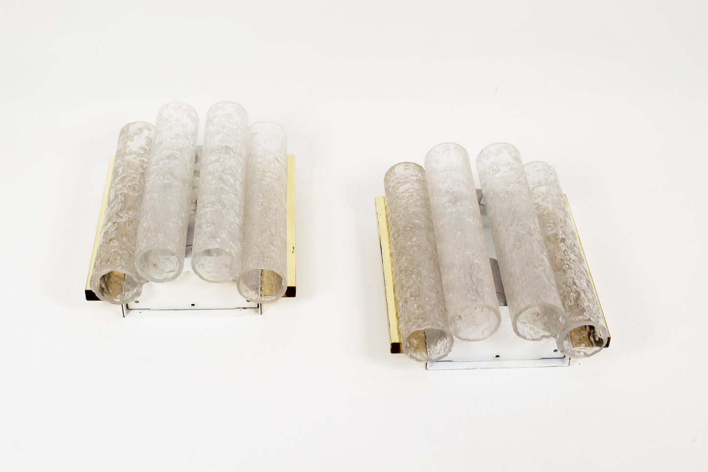 Pair of wall lamps in brass and glass by Doria Leuchten