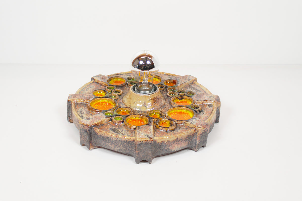 Vintage 1970's ceramic 'Fat Lava' style wall light by Hustadt Leuchten