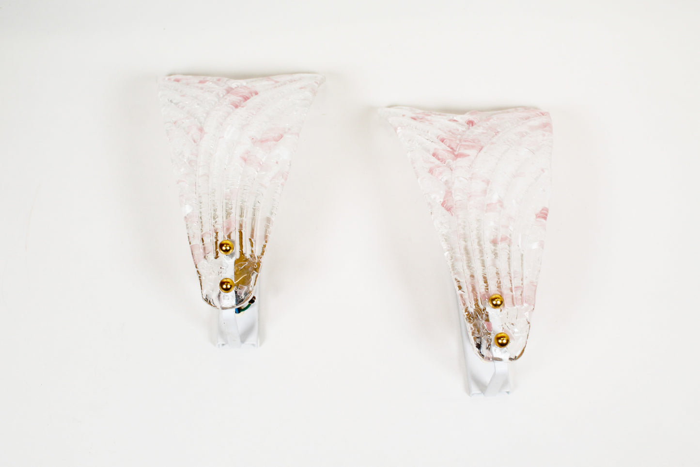 Pair of 80s Murano glass 'Foglio' wall lamps