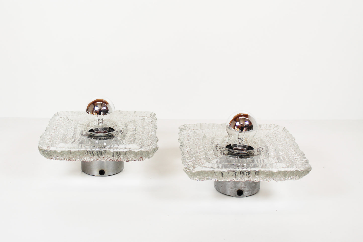 Set of 'ice glass' wall lamps by Peill & Putzler