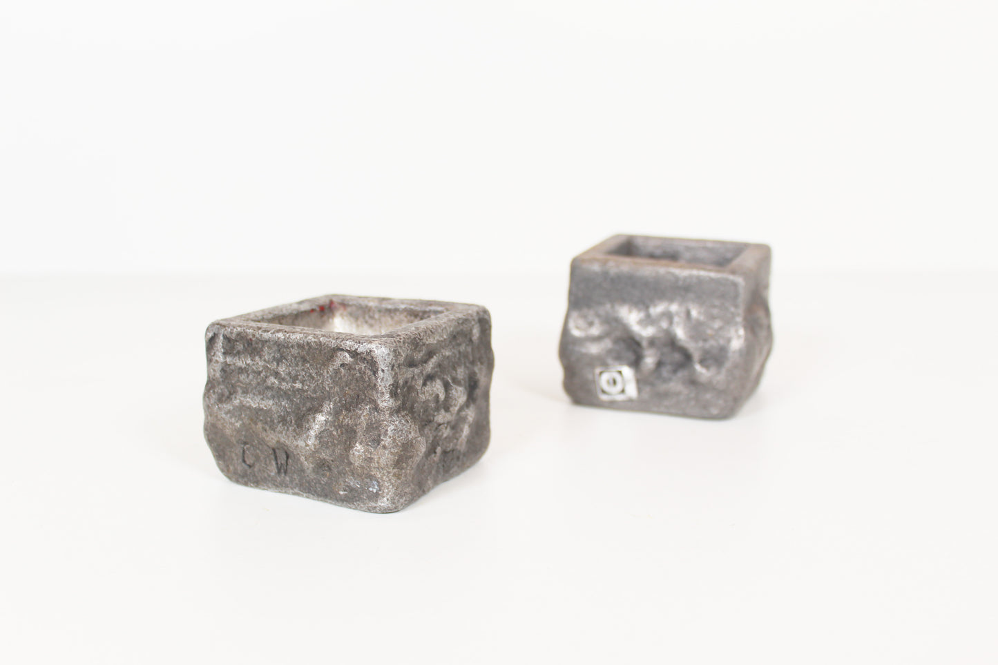 Set of Brutalist candlesticks in cast aluminium by Willy Ceysens, Belgium, 1970s