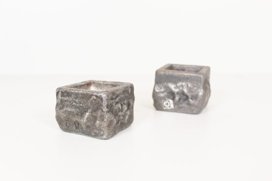 Set of Brutalist candlesticks in cast aluminium by Willy Ceysens, Belgium, 1970s