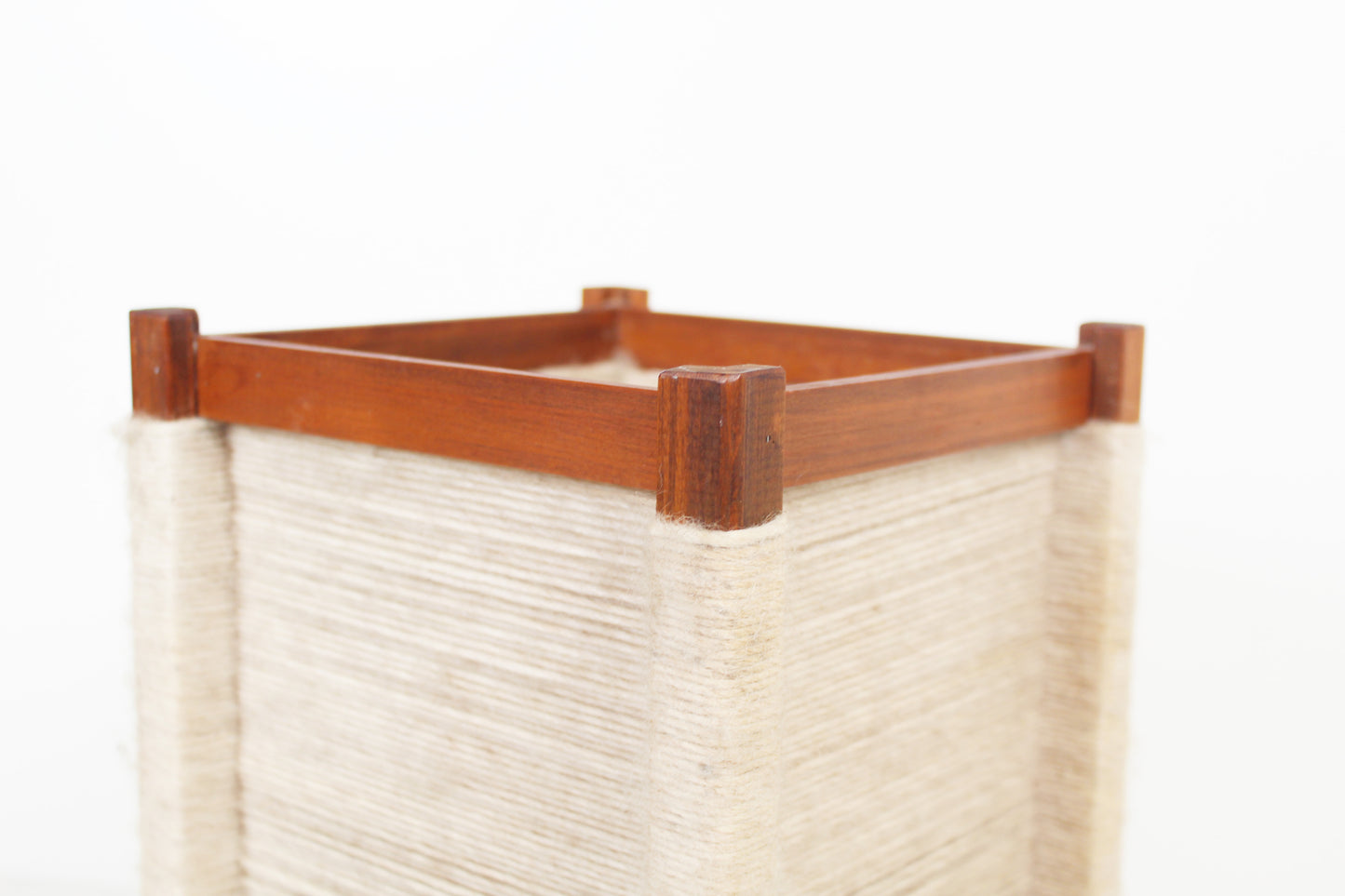 Scandinavian 70s teak & sisal table lamp - 2 available