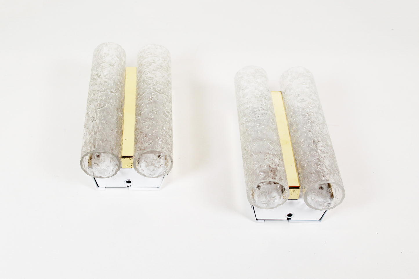 Pair of wall lamps in brass and glass by Doria Leuchten