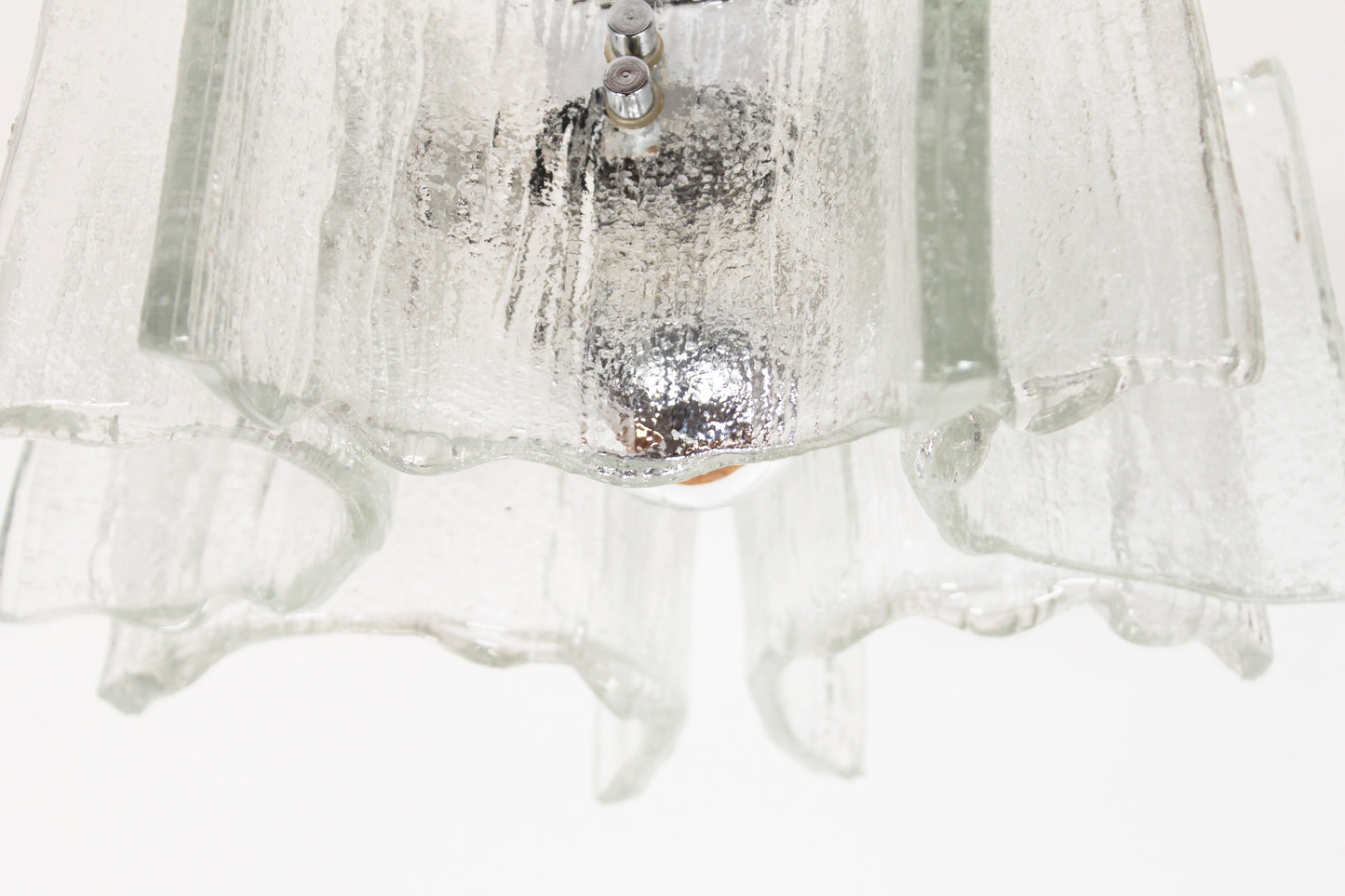 Vintage 1970's 'ice glass' ceiling lamp by Kaiser Leuchten