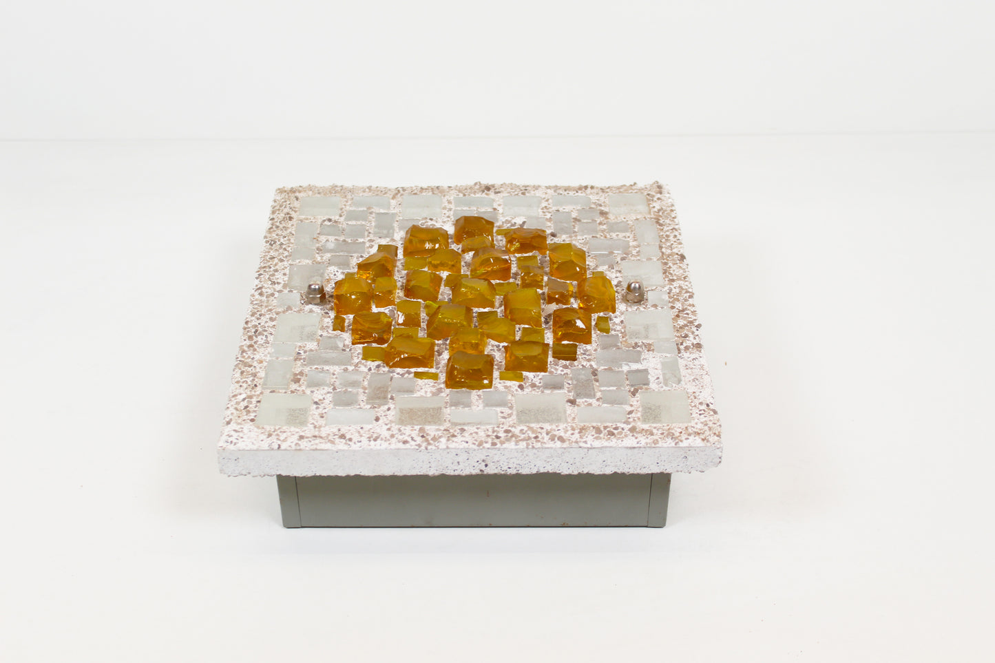Architectural 1970s wall lamps in hammered glass and cement (2 available)