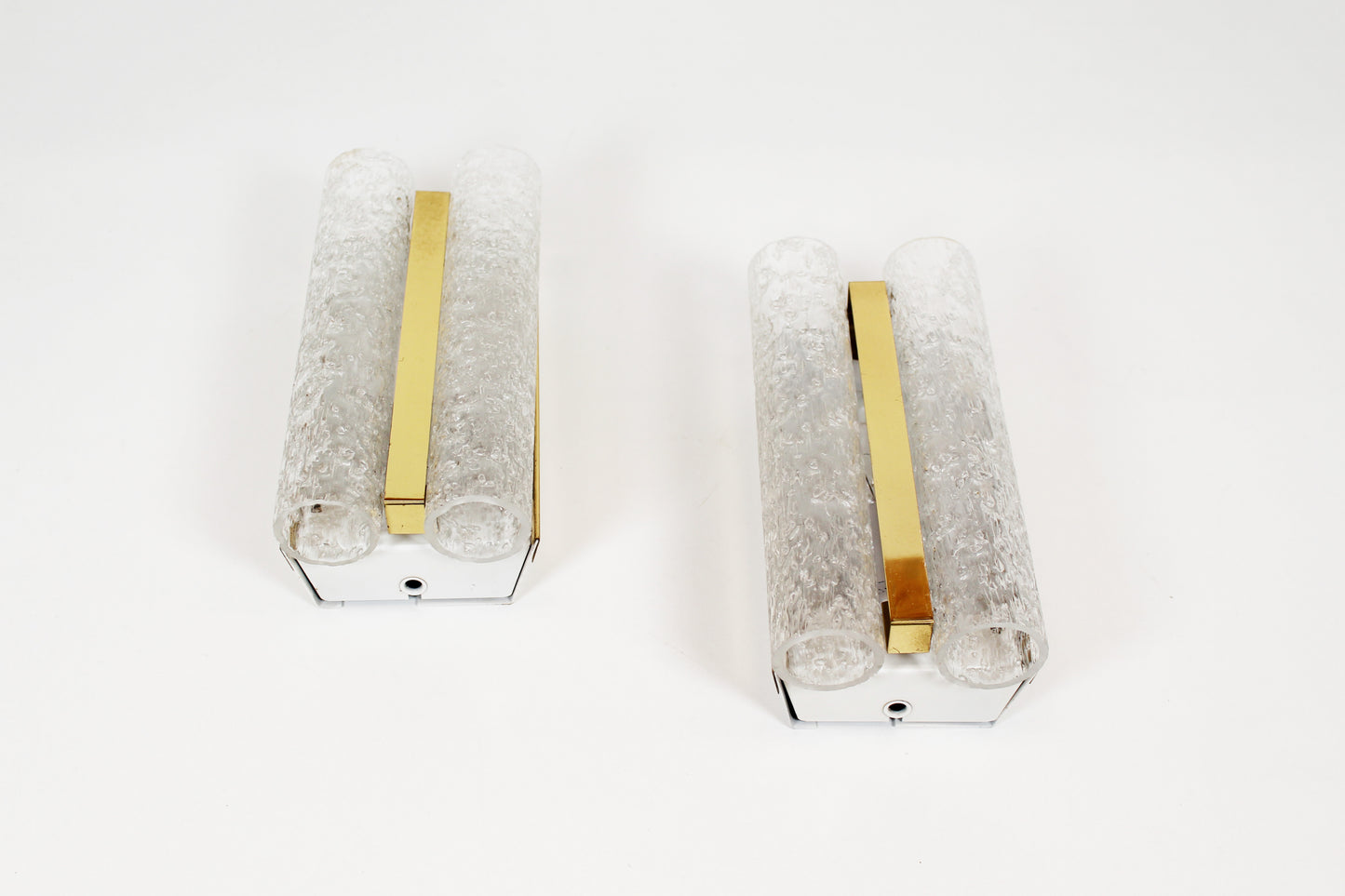 Pair of wall lamps in brass and glass by Doria Leuchten