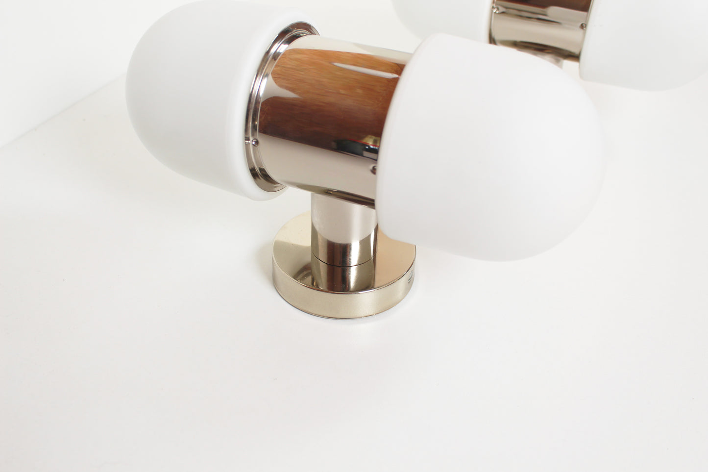 Set of vintage chrome and opaline glass wall lamps by Rolf Kruger