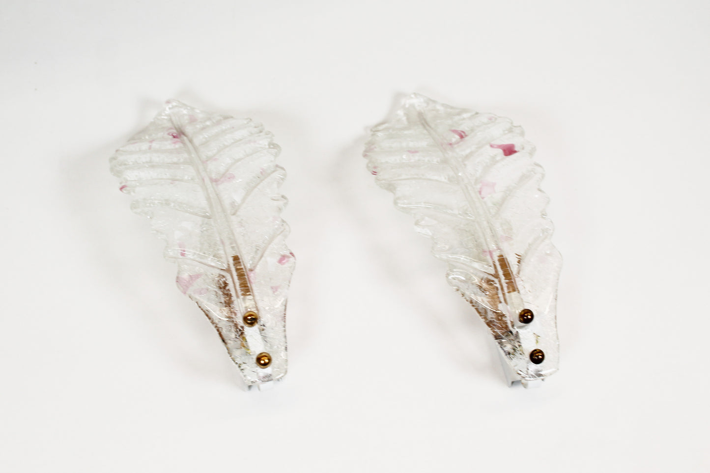 Pair of 80s Murano glass 'Foglio' wall lamps