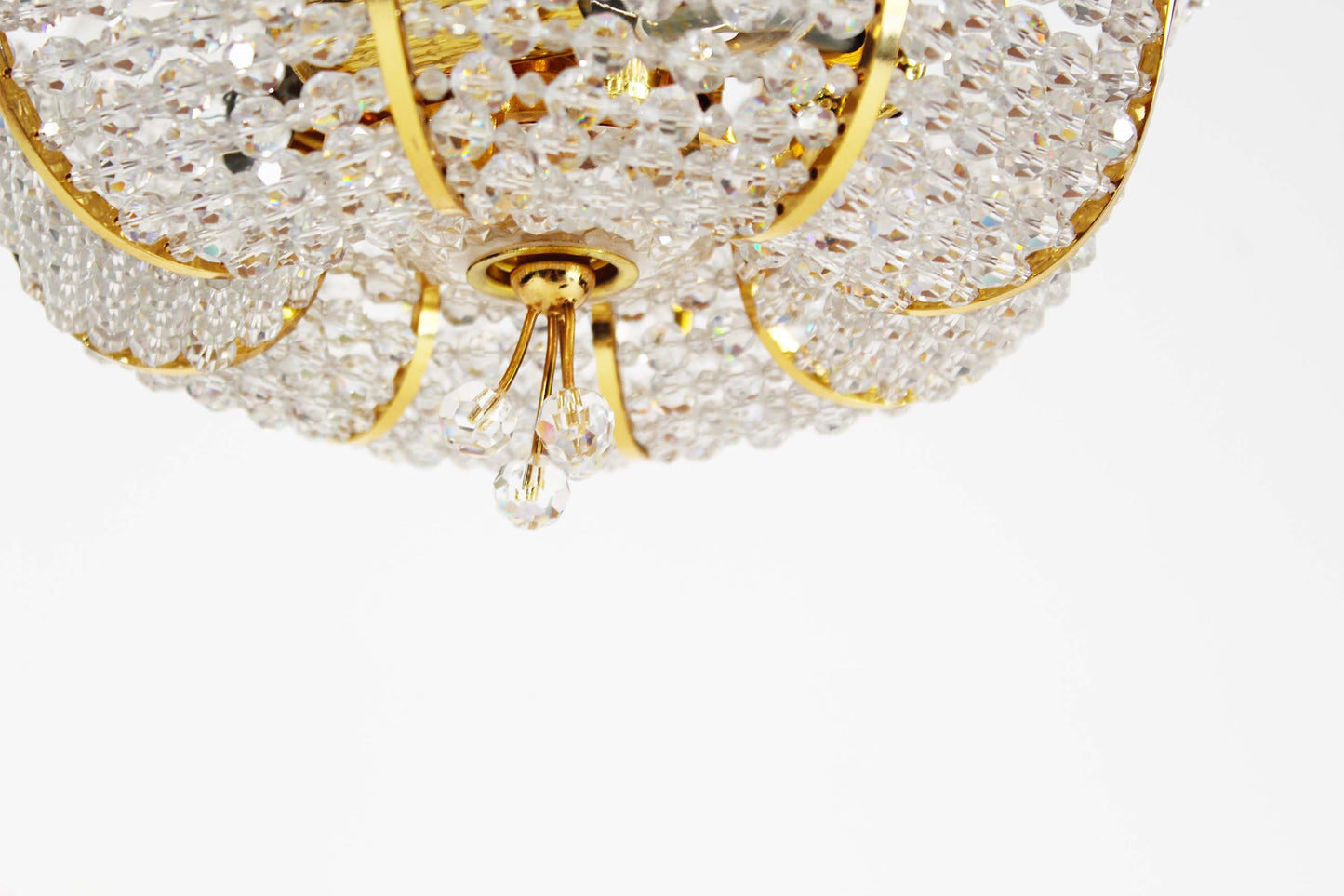 Chandelier in gilt brass and crystal glass by Palwa
