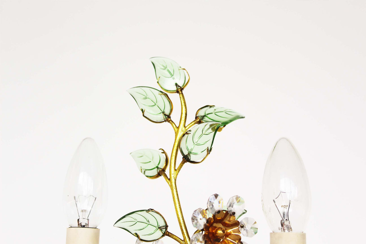 Gilded and crystal table lamp with floral motif by Palwa - Lobmeyr