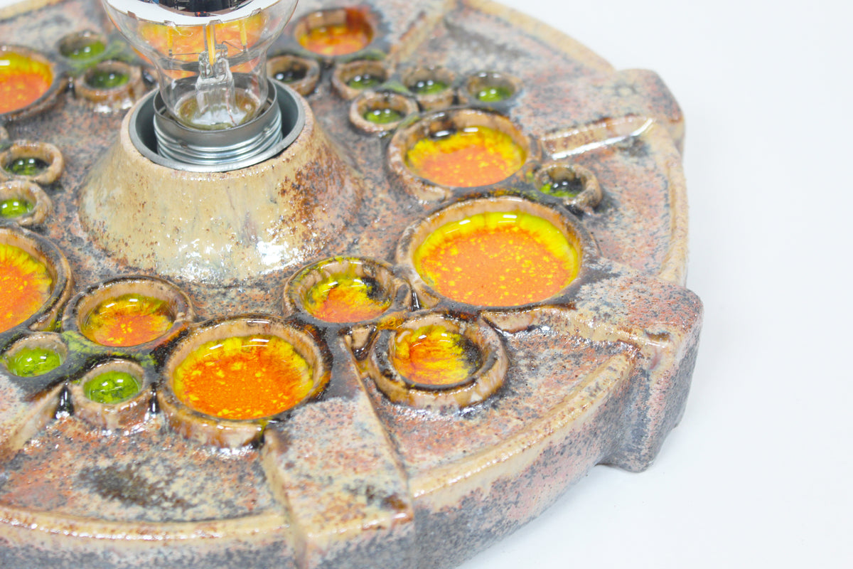 Vintage 1970's ceramic 'Fat Lava' style wall light by Hustadt Leuchten