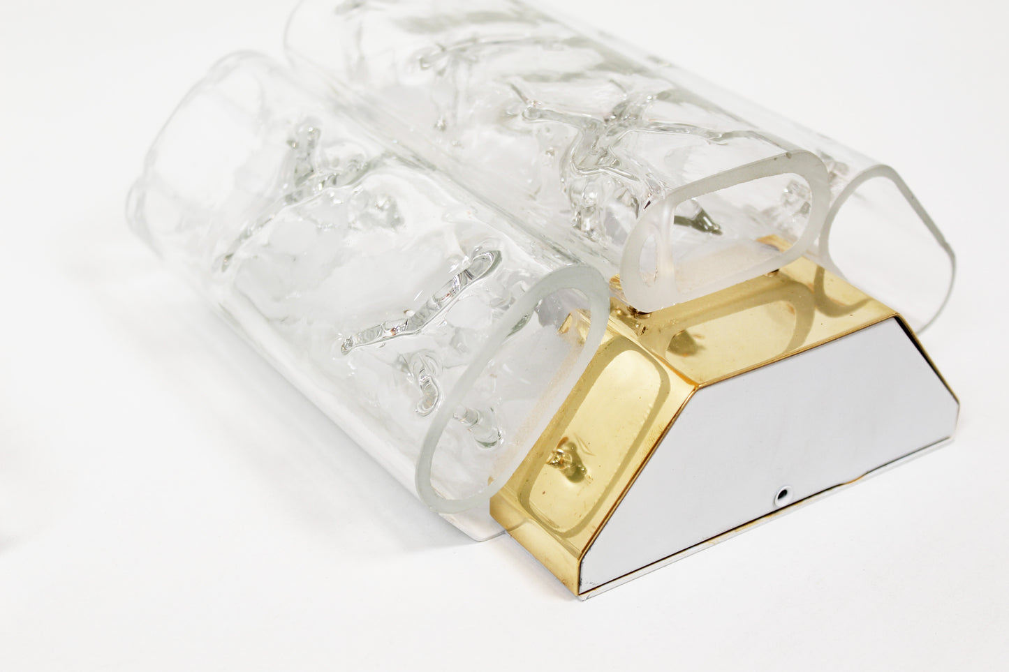 Koppel wandlampen in messing en glas door Doria Leuchten