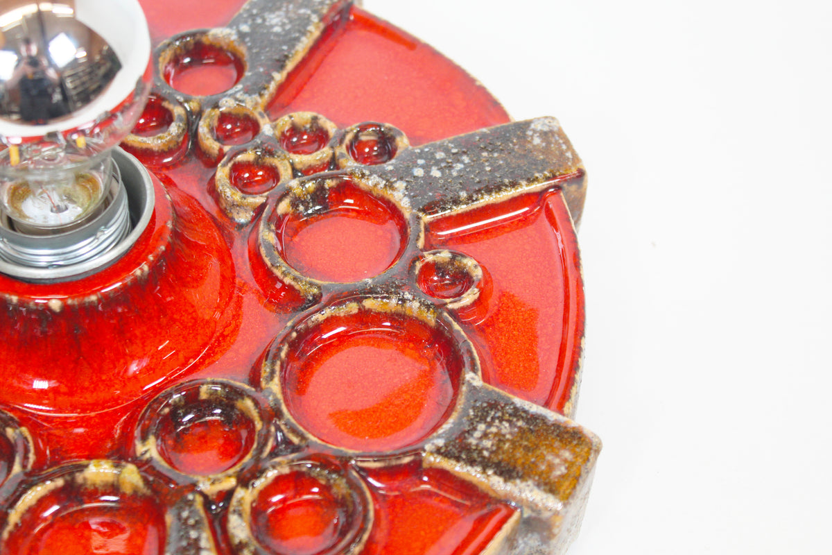 Vintage 1970's ceramic 'Fat Lava' style wall light by Hustadt Leuchten