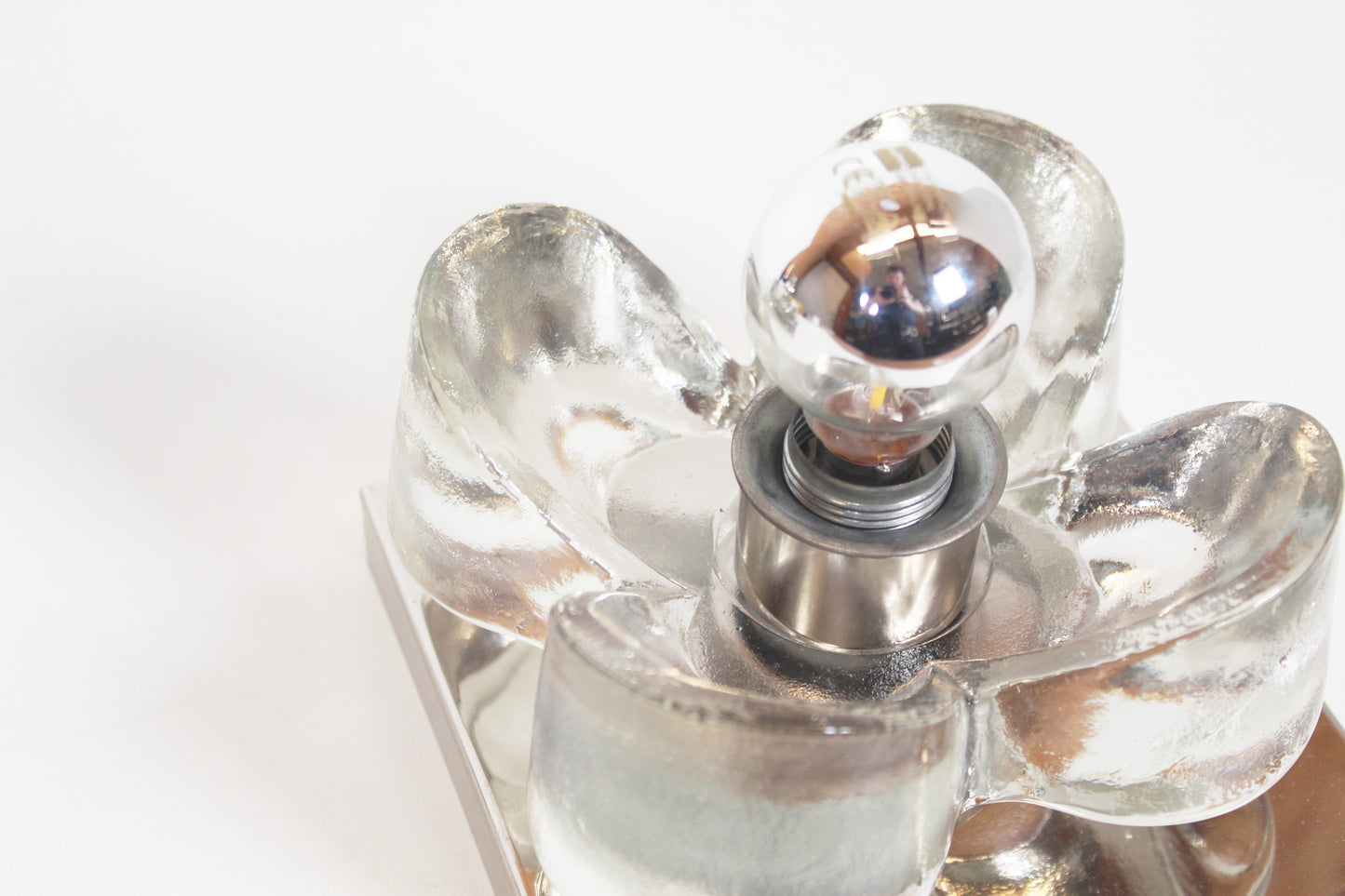 Pair of 1970's polished and glass wall lights by Sische
