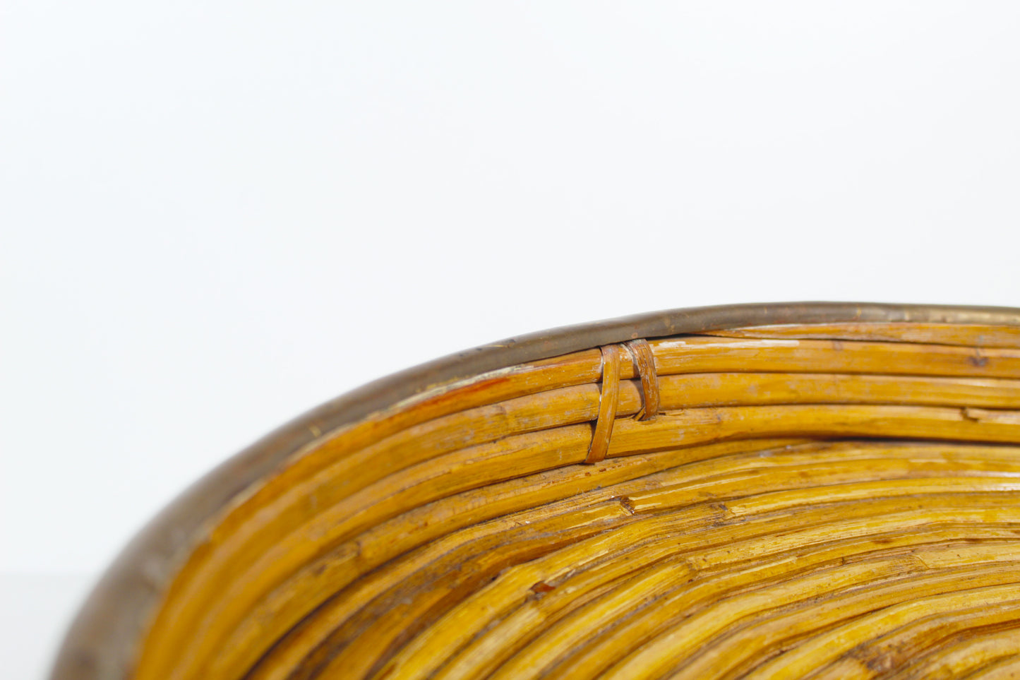 1970s rattan and brass basket by Gabriella Crespi