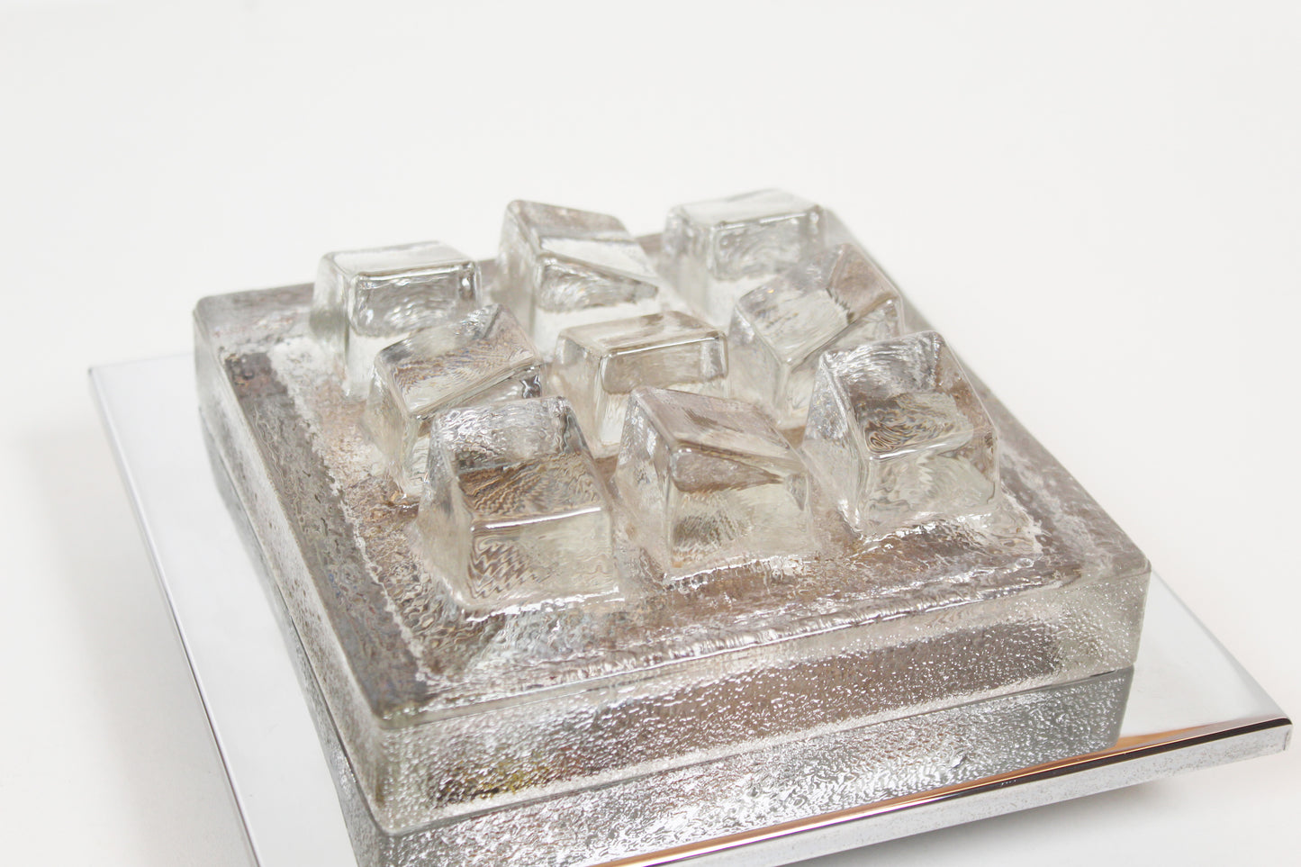Pair of 1970's Brutalist glass wall sconces by Hillebrand