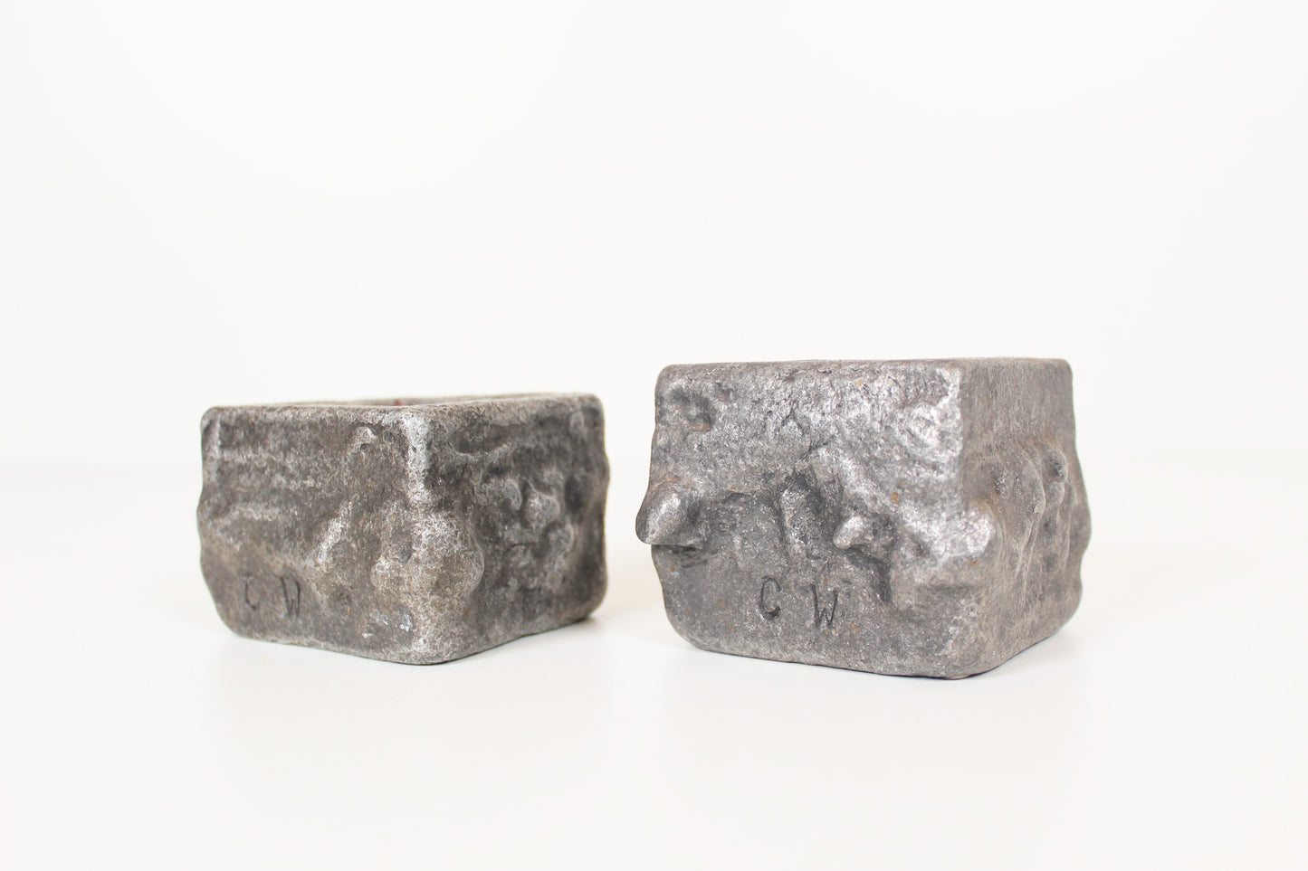 Set of Brutalist candlesticks in cast aluminium by Willy Ceysens, Belgium, 1970s