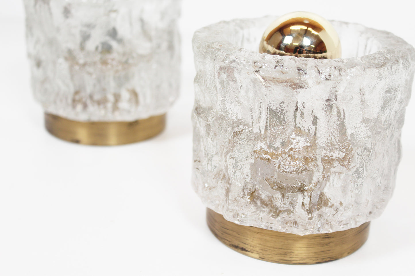 Pair of brass and glass wall lamps by Cosack Leuchten