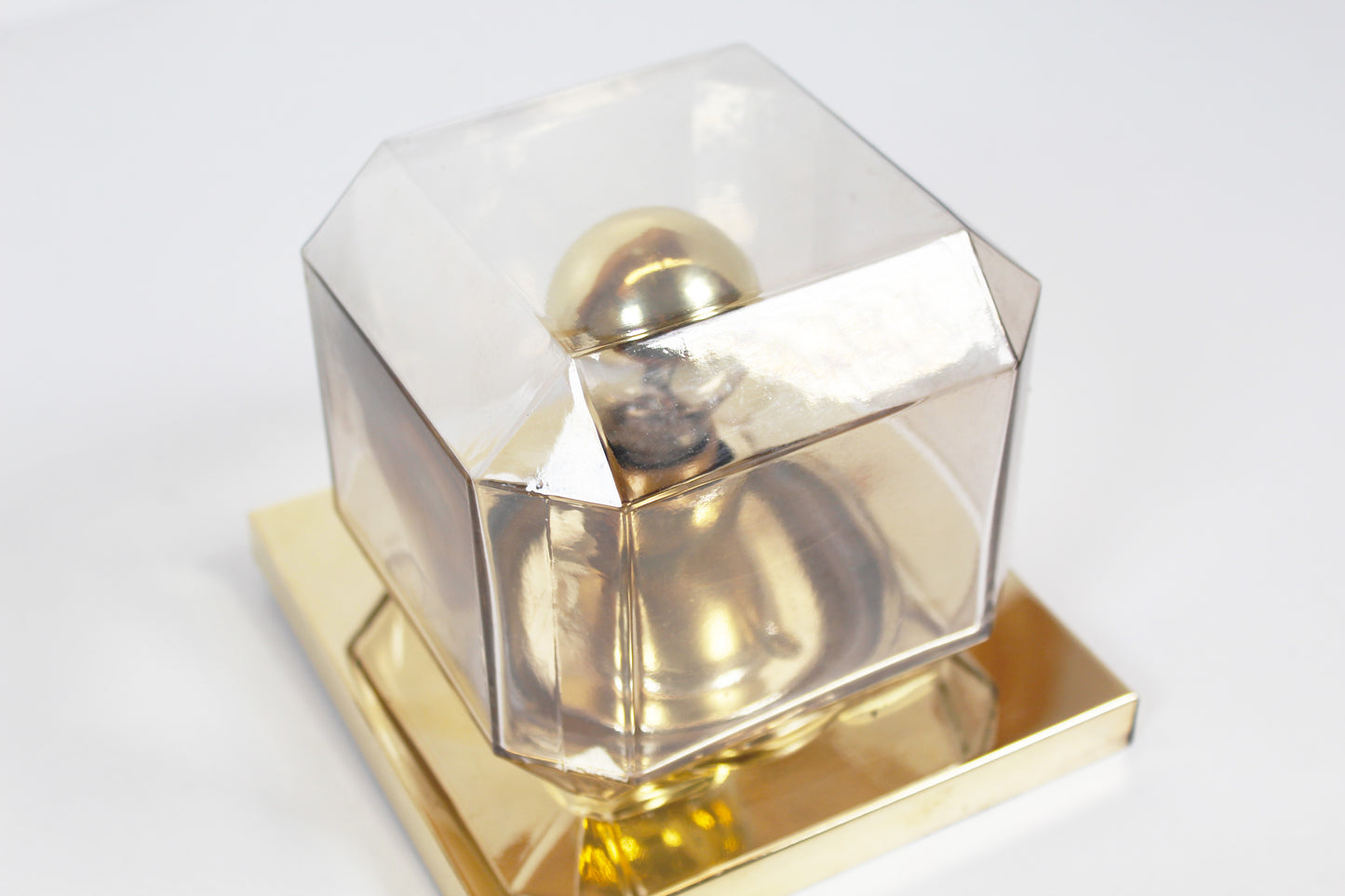 Pair of glass and brass wall lamps by Glashutte Limburg