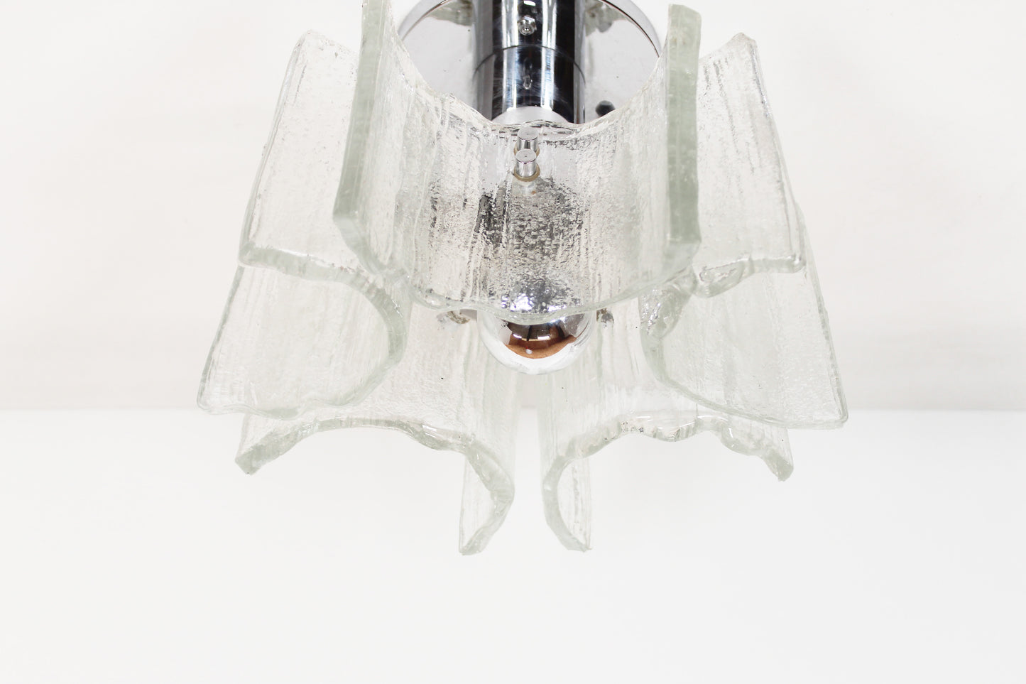 Vintage 1970's 'ice glass' ceiling lamp by Kaiser Leuchten