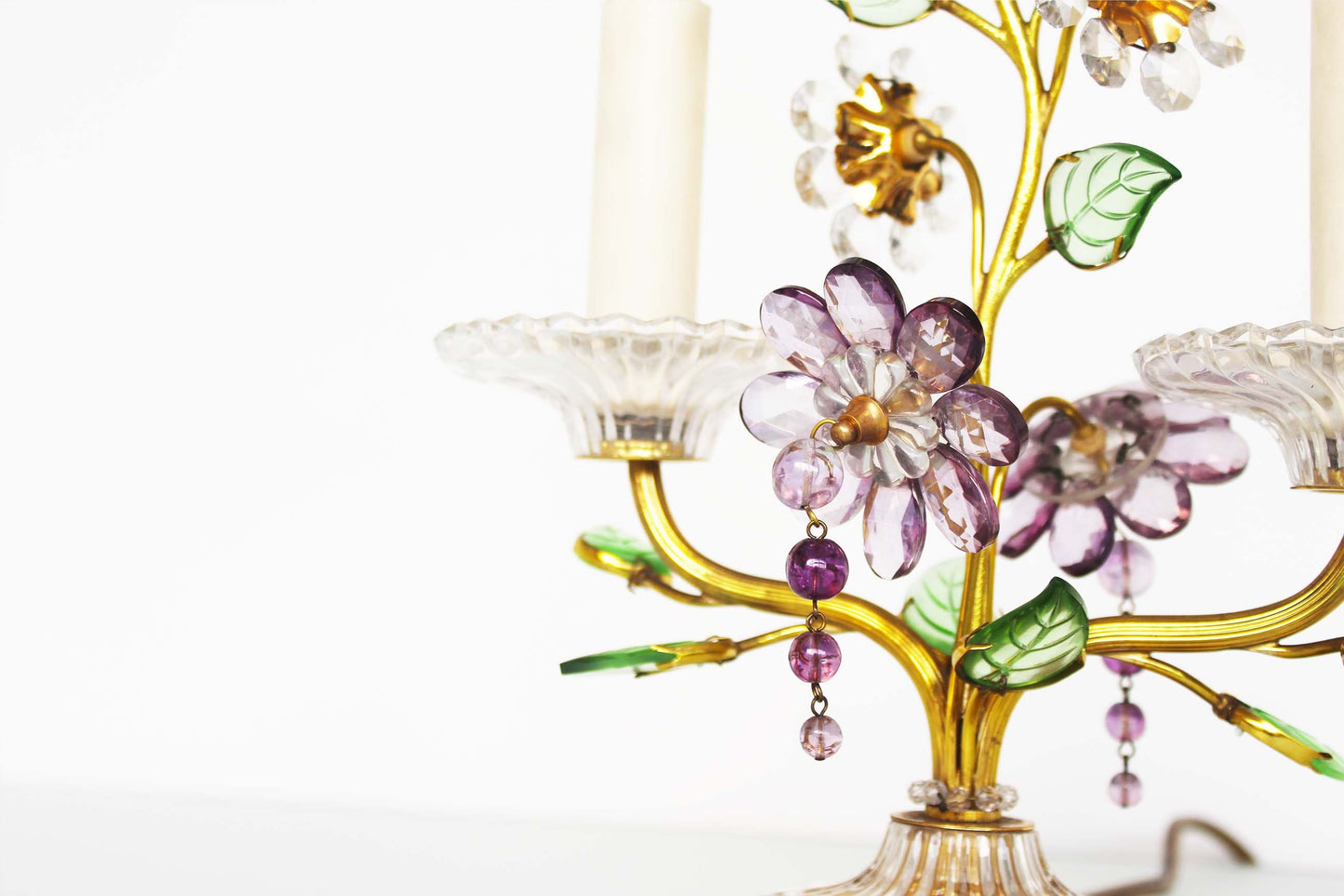 Gilded and crystal table lamp with floral motif by Palwa - Lobmeyr
