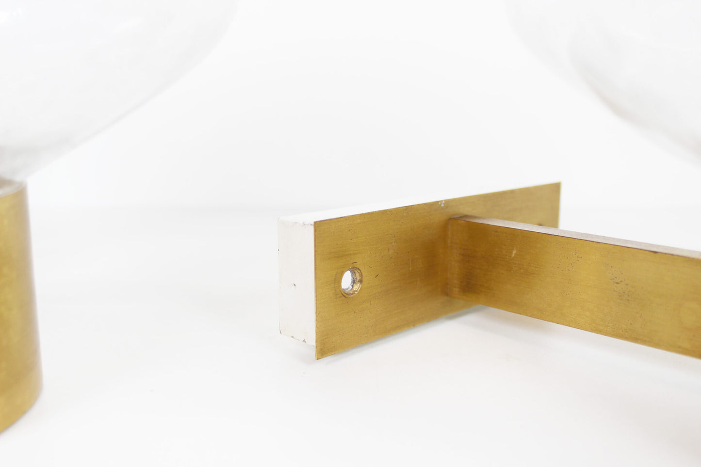 Pair of brass and mouth blown glass wall lights attr. to Doria