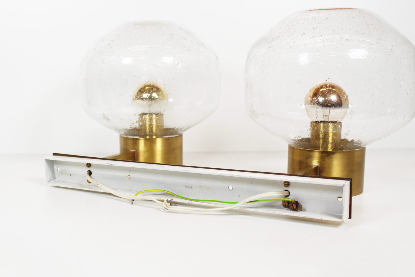 Large brass and mouth blown glass wall light by Doria Leuchten
