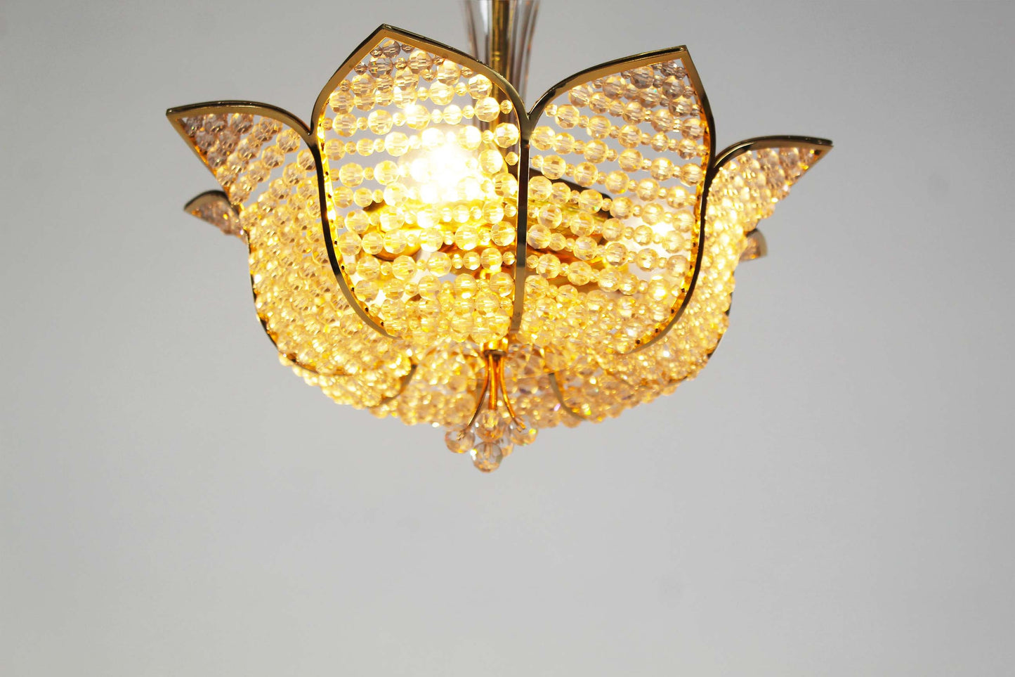 Medium sized crystal glass 'Tole' chandelier light by Palwa, Germany 1970's