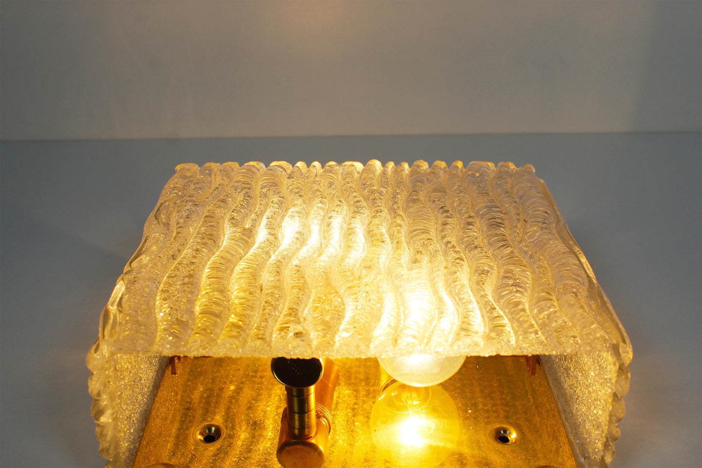Pair of brass and muranoglass wall lights by Kaiser Leuchten