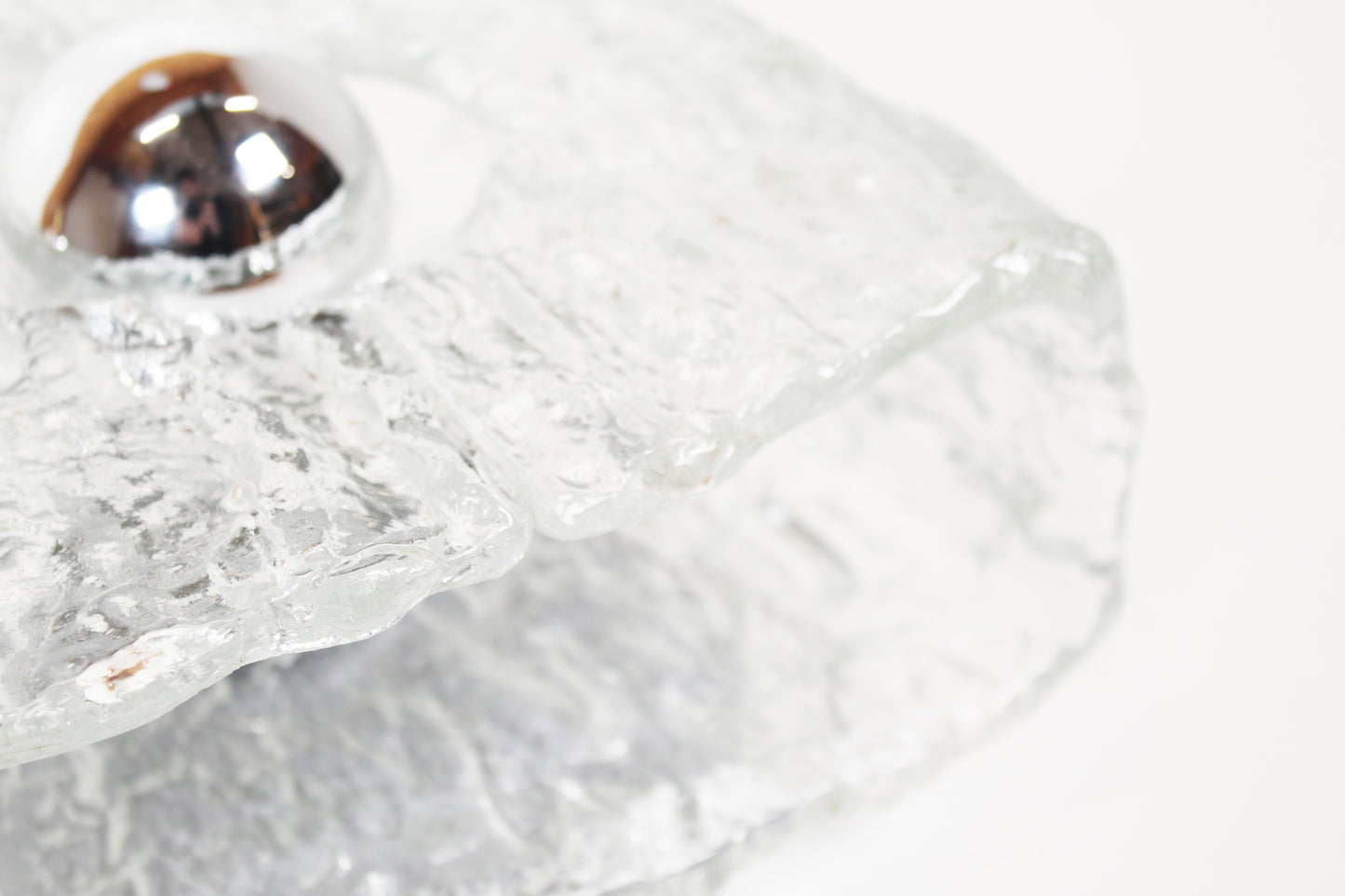 Large pair of 'ice glass' wall lamps by Kaiser Leuchten