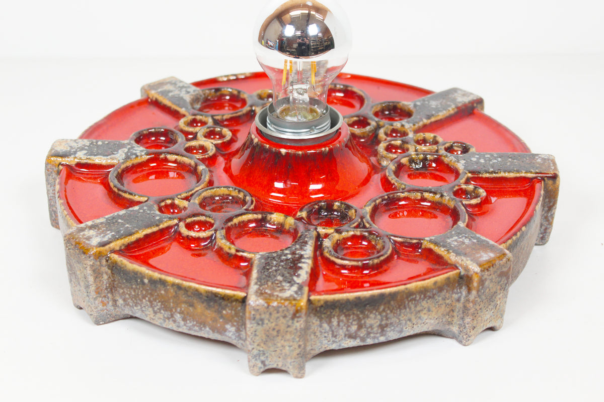 Vintage 1970's ceramic 'Fat Lava' style wall light by Hustadt Leuchten