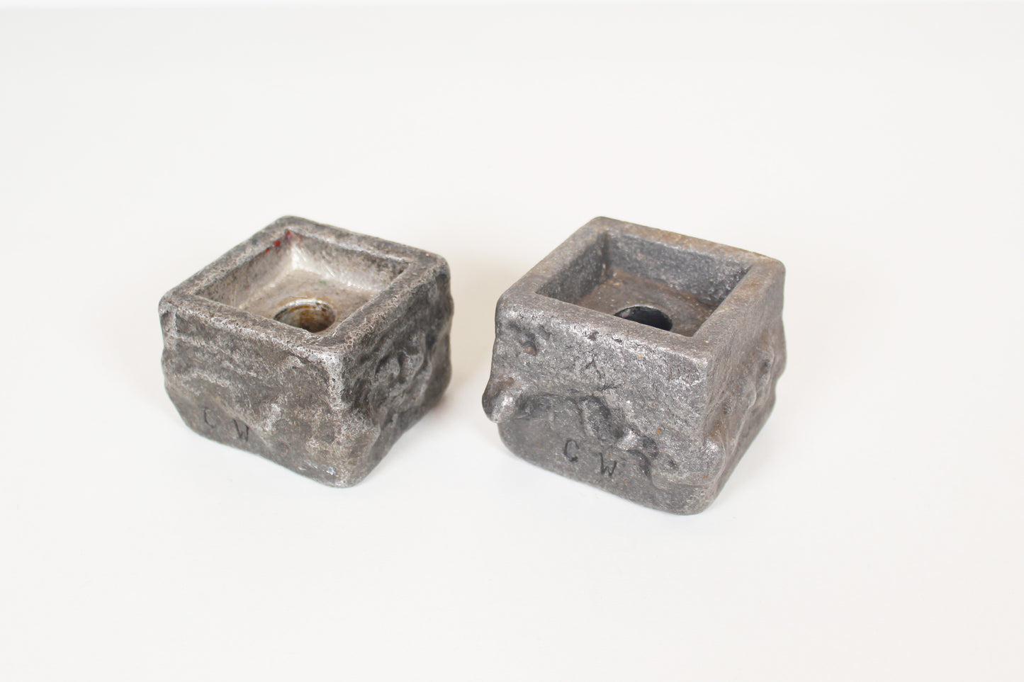 Set of Brutalist candlesticks in cast aluminium by Willy Ceysens, Belgium, 1970s