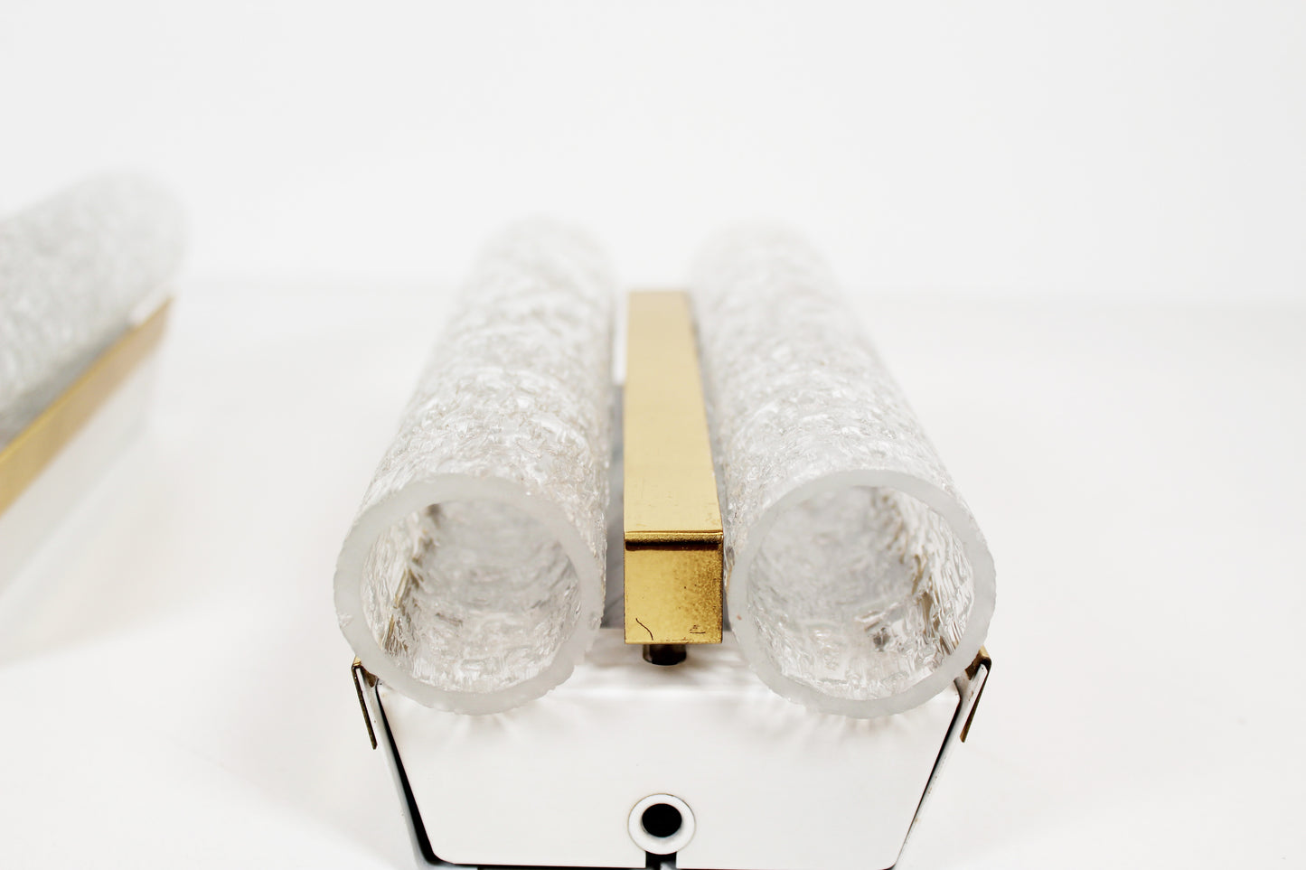 Pair of wall lamps in brass and glass by Doria Leuchten