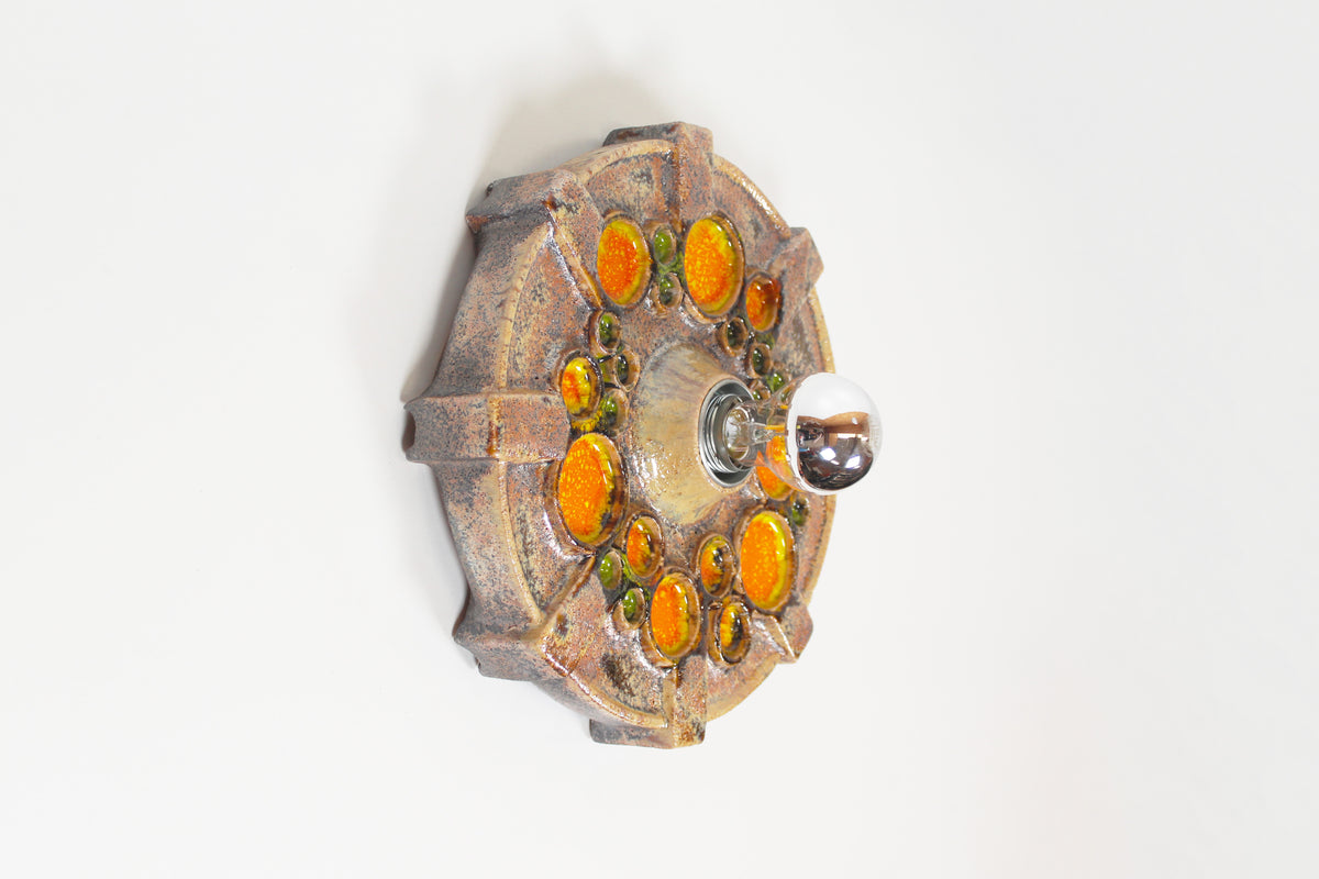 Vintage 1970's ceramic 'Fat Lava' style wall light by Hustadt Leuchten