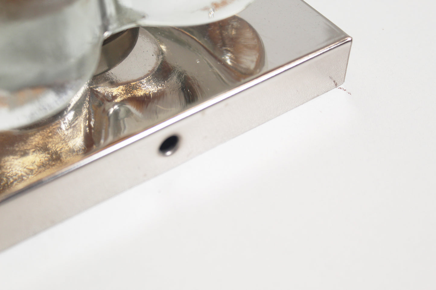Pair of 1970's polished and glass wall lights by Sische