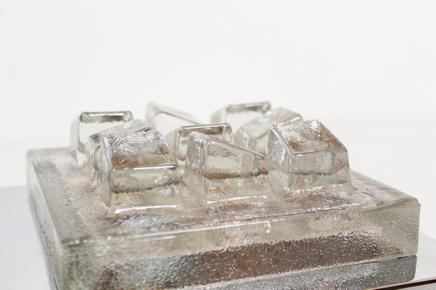 Pair of 1970's Brutalist glass wall sconces by Hillebrand