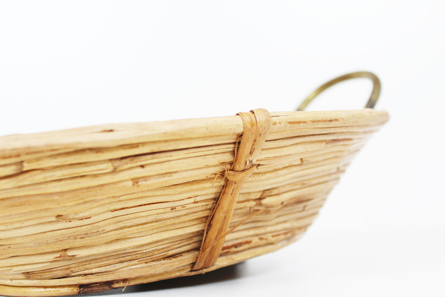 1970s rattan and brass basket by Gabriella Crespi