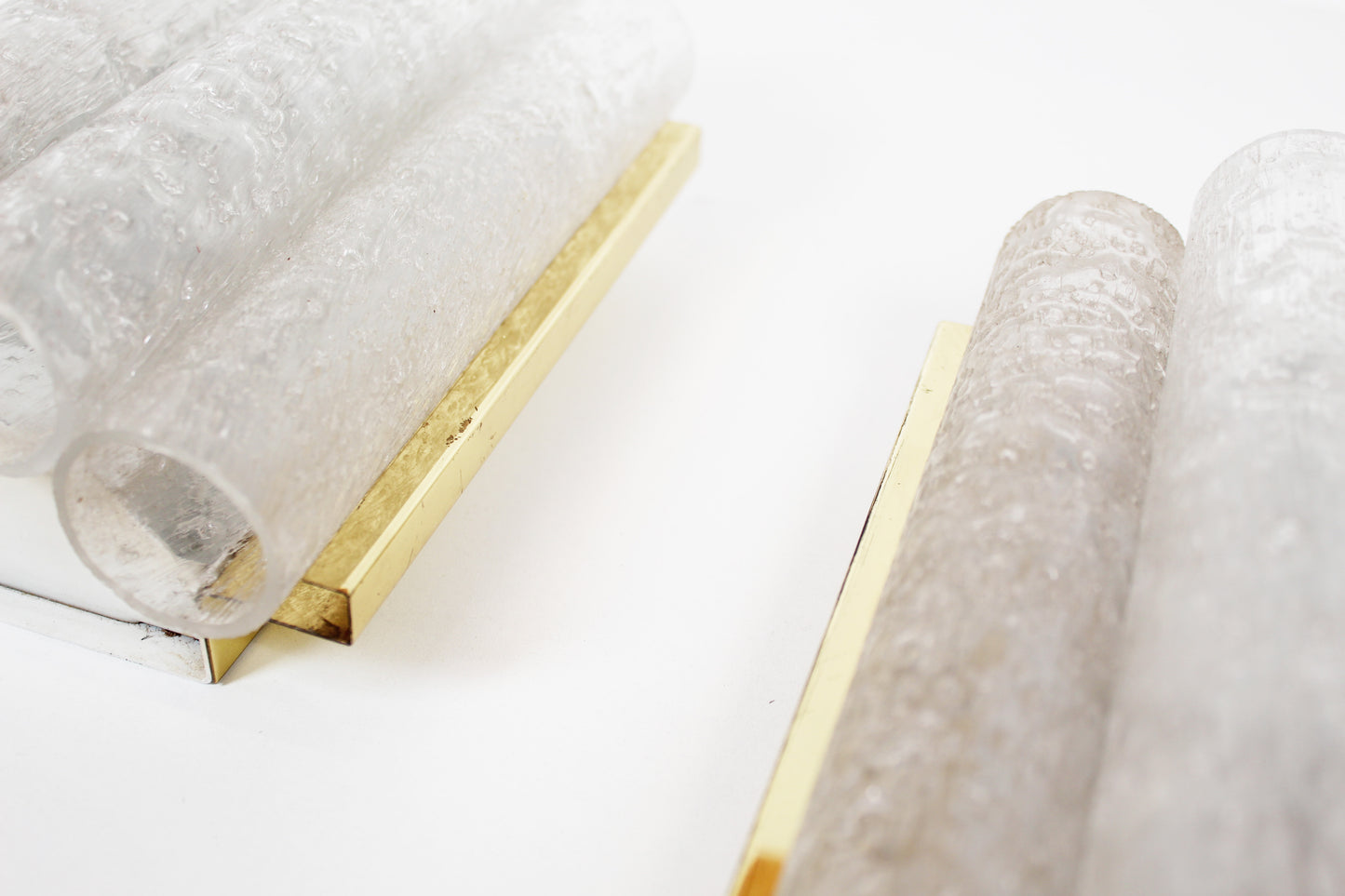 Pair of wall lamps in brass and glass by Doria Leuchten