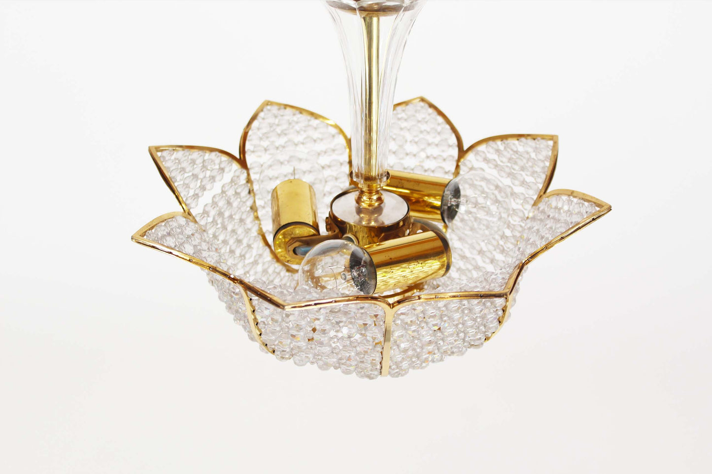 Medium sized crystal glass 'Tole' chandelier light by Palwa, Germany 1970's