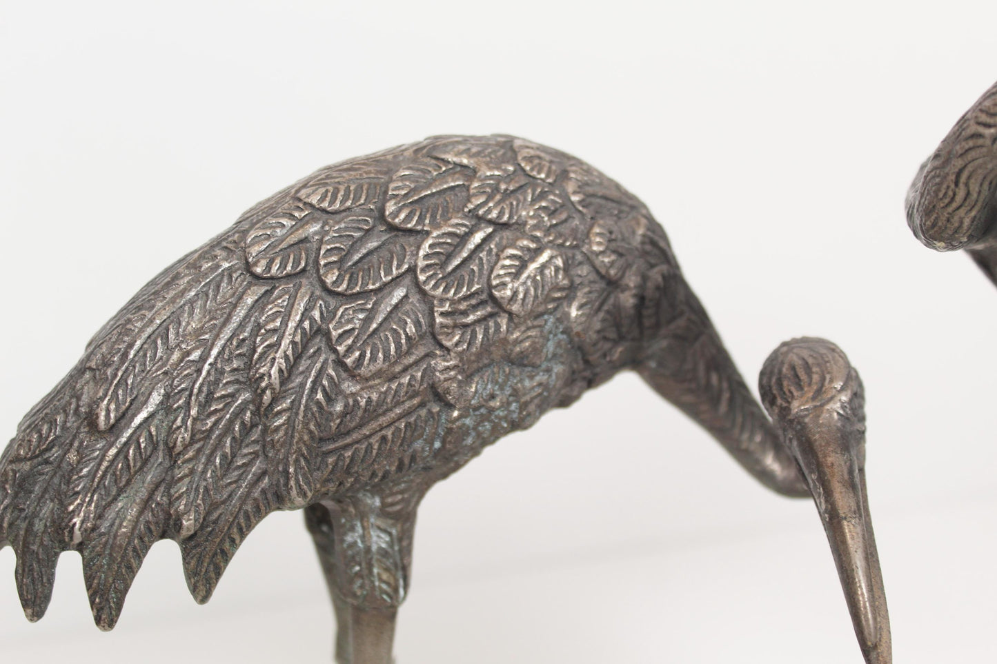 Decorative pair of silver-plated 'Heron' sculptures by Valenti