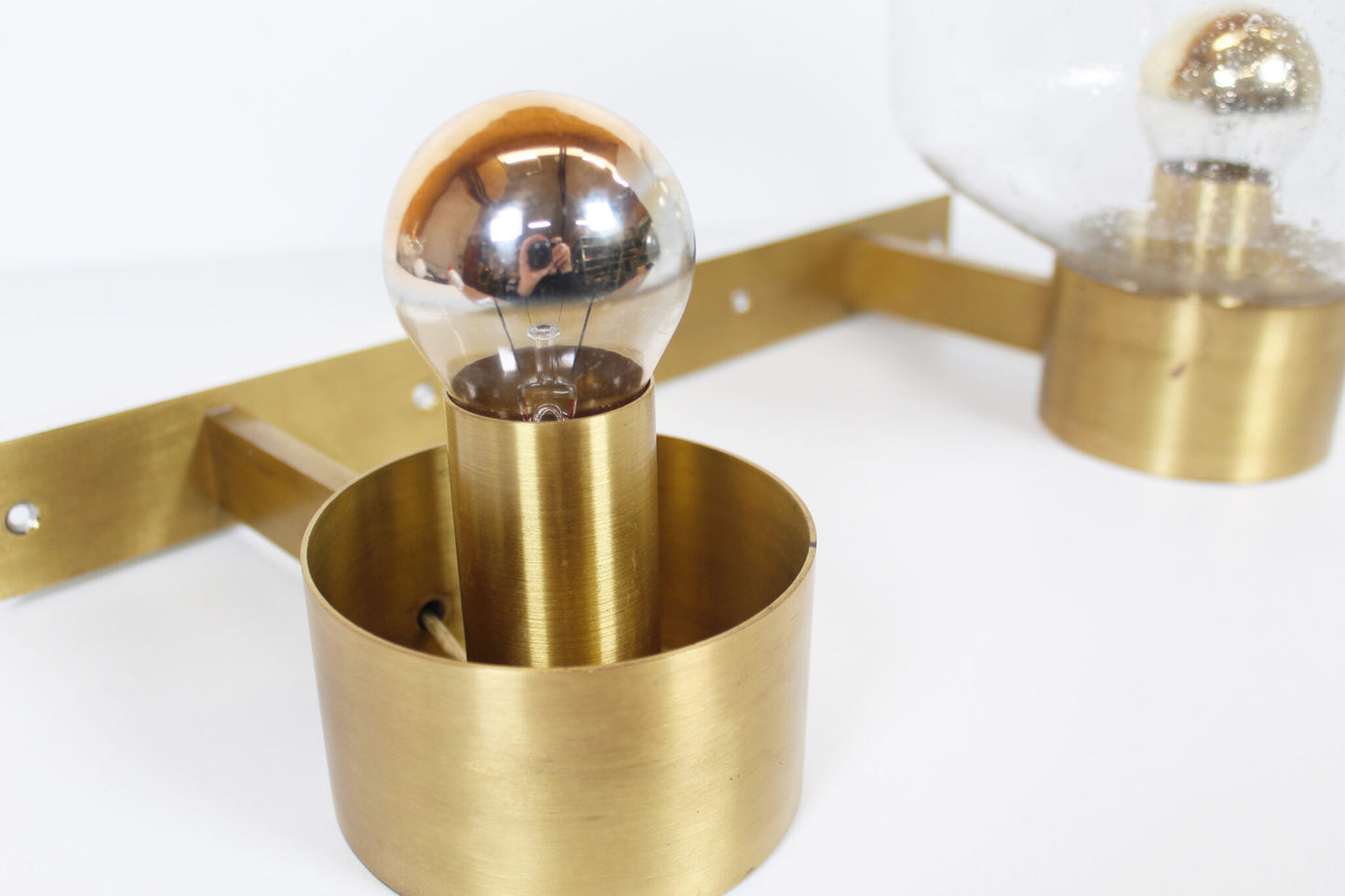 Large brass and mouth blown glass wall light by Doria Leuchten
