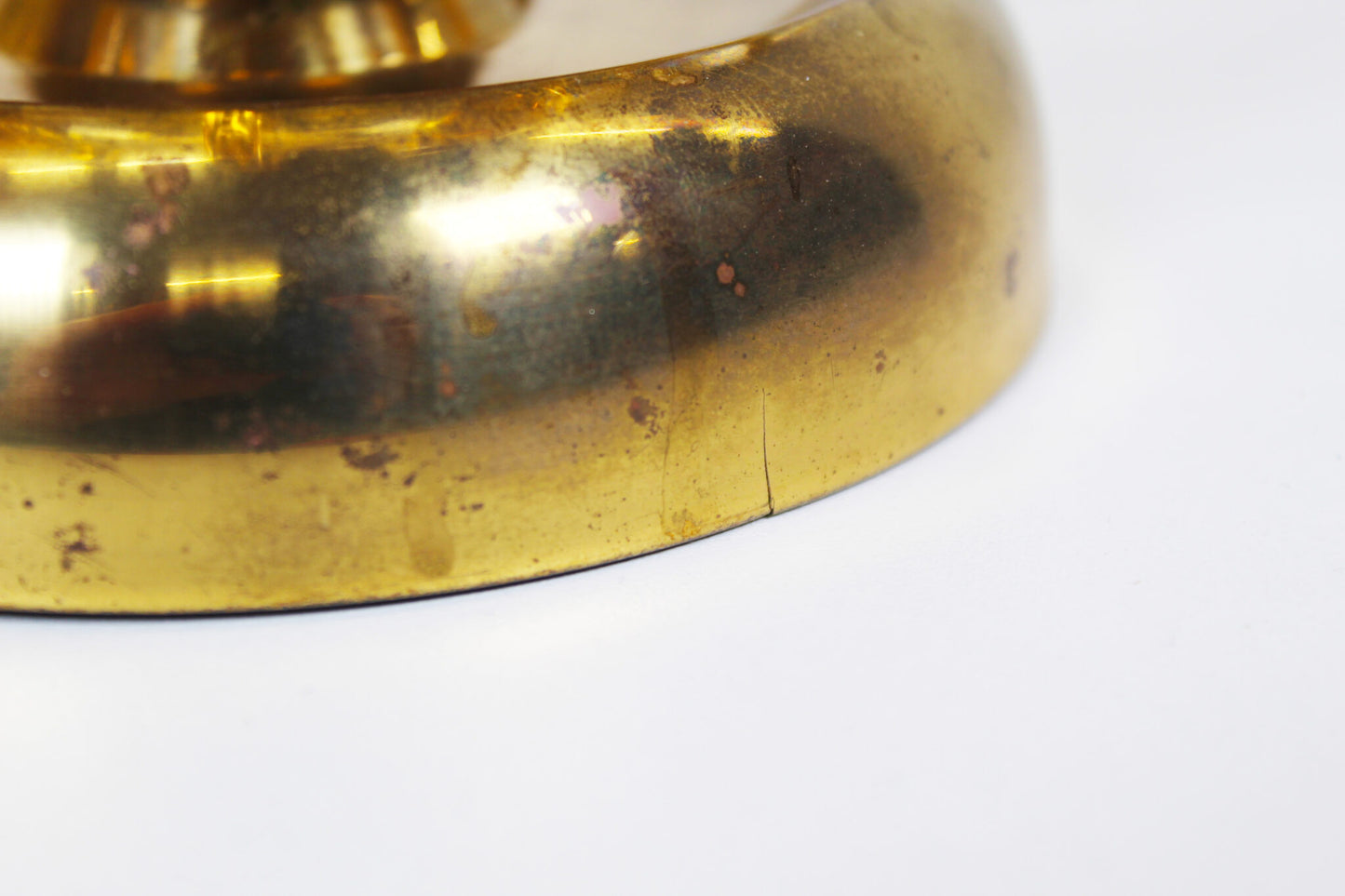 Pair brass & amber glass wall lights by Leclaire & Shaffer