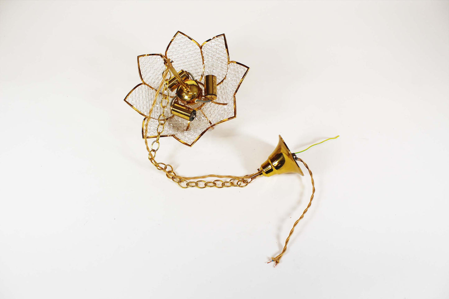 Chandelier in gilt brass and crystal glass by Palwa