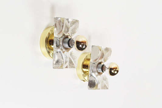 Set of brass and glass wall lamps by Sische