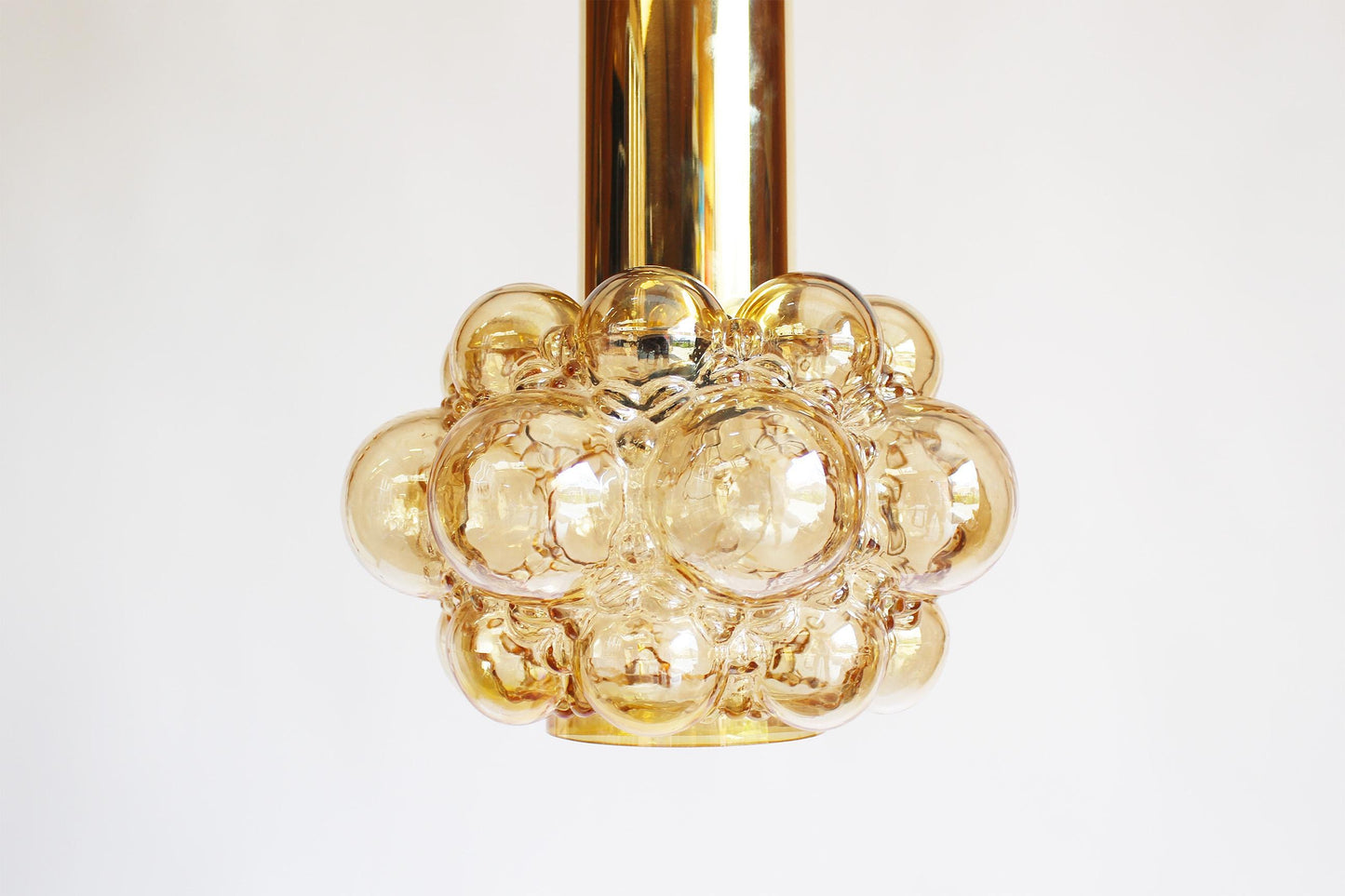 Amber glass pendant lamp by Helena Tynell for Glashutte Limburg