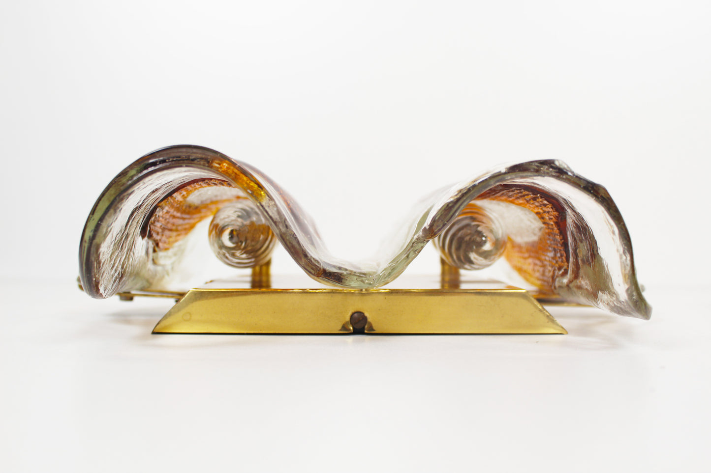 Pair of 1970s wall lamps in Murano glass by Hillebrand