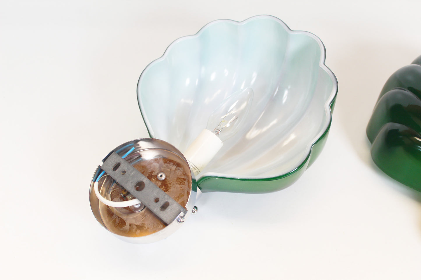Koppel Italiaanse jaren 70 wandlampen in muranoglass en chrome
