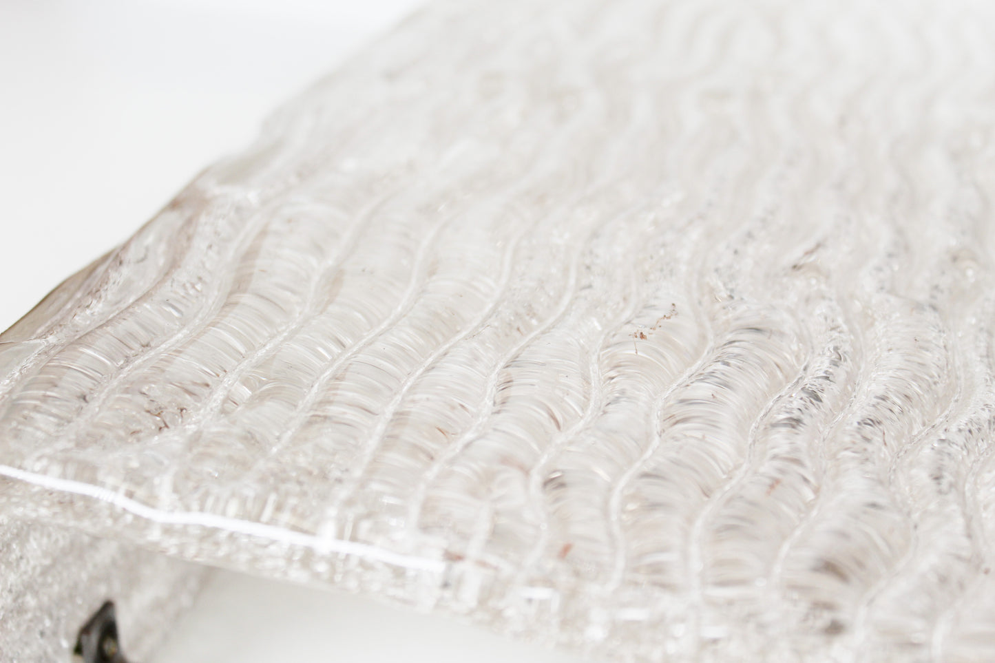 XL Pair of vintage 70s 'ice glass' wall lamps by Kaiser Leuchten