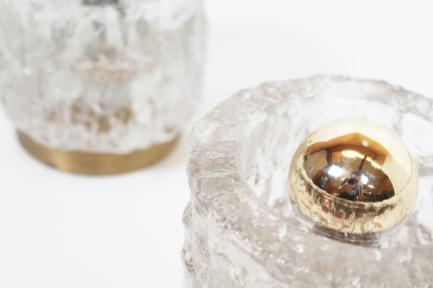 Pair of brass and glass wall lamps by Cosack Leuchten